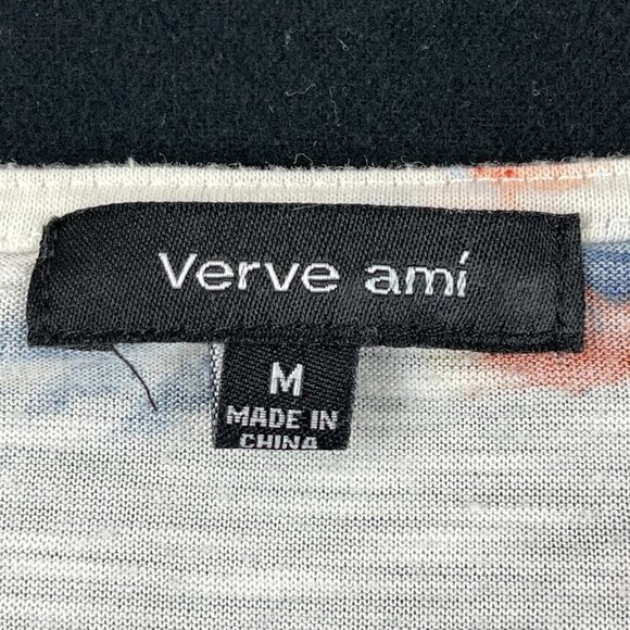 Verve Ami Blouse Womens Medium White Floral Vneck Long Sleeve Open Shoulder - Picture 2 of 9